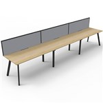 RAPIDLINE ETERNITY WORKSTATION 3 PERSON 1500 X 750MM WITH SCREEN NATURAL OAK  BLACK