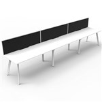 RAPIDLINE ETERNITY WORKSTATION 3 PERSON 1500 X 750MM WITH SCREEN NATURAL WHITE  WHITE SATIN