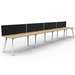 RAPIDLINE ETERNITY WORKSTATION 4 PERSON 1500 X 750MM WITH SCREEN NATURAL OAK  WHITE SATIN