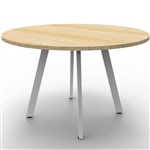 RAPIDLINE ETERNITY ROUND TABLE 1200MM NATURAL OAK  WHITE SATIN