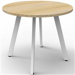 RAPIDLINE ETERNITY ROUND TABLE 900MM NATURAL OAK  WHITE SATIN