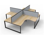 RAPID INFINITY DELUXE 4 PERSON LOOP LEG CORNER WORKSTATION POD WITH SCREEN