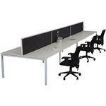 RAPID INFINITY 6 PERSON PROFILE LEG DOUBLE SIDED WORKSTATION WITH SCREEN 1500 X 700MM WHITE