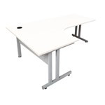 RAPID SPAN C LEG DESK AND RETURN METAL MODESTY PANEL 1800 X 700  1100 X 600MM NATURAL WHITESILVER