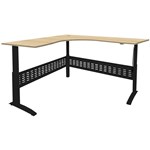 RAPID SPAN ELECTRIC HEIGHT ADJUSTABLE CORNER WORKSTATION 1800 X 1200 X 700MM NATURAL OAKBLACK