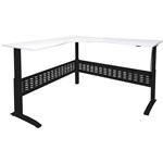 RAPID SPAN ELECTRIC HEIGHT ADJUSTABLE CORNER WORKSTATION 1800 X 1500 X 700MM NATURAL WHITEBLACK