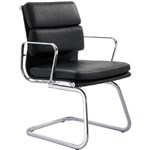 MANTA VISITOR CHAIR CANTILEVER BASE MEDIUM BACK ARMS LEATHER BLACK