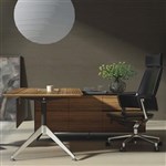 NOVARA EXECUTIVE DESK RIGHT HAND RETURN 1950 X 1850 X 750MM ZEBRANO TIMBER VENEER