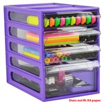 ITALPLAST OFFICE ORGANISER CABINET 4 DRAWER 255 X 165 X 230MM GRAPE