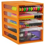 ITALPLAST OFFICE ORGANISER CABINET 4 DRAWER 255 X 165 X 230MM MANDARIN