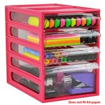 ITALPLAST OFFICE ORGANISER CABINET 4 DRAWER 255 X 165 X 230MM WATERMELON