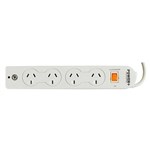 ITALPLAST POWER BOARD 4 OUTLET WITH MASTER SWITCH SURGE AND OVERLOAD 1M WHITE