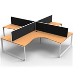 RAPID INFINITY 4 PERSON LOOP LEG CORNER WORKSTATION POD WITH SCREEN 3030 X 3030 X 1200MM BEECH
