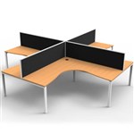 RAPID INFINITY 4 PERSON PROFILE LEG CORNER WORKSTATION POD WITH SCREEN 3630 X 3630 X 1200MM BEECH