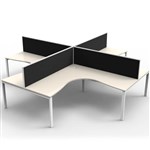 RAPID INFINITY 4 PERSON PROFILE LEG CORNER WORKSTATION POD WITH SCREEN 3630 X 3630 X 1200MM NATURAL WHITE