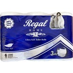 REGAL VIRGIN TOILET ROLL 3PLY 300 SHEET WHITE PACK 6