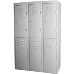 STEELCO PERSONNEL LOCKER 2 DOOR BANK OF 3 380MM SILVER GREY