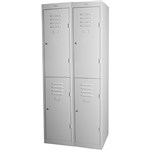 STEELCO PERSONNEL LOCKER 2 DOOR BANK OF 2 LATCHLOCK 305MM SILVER GREY
