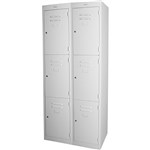 STEELCO PERSONNEL LOCKER 3 DOOR BANK OF 2 305MM SILVER GREY