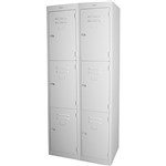 STEELCO PERSONNEL LOCKER 3 DOOR BANK OF 2 LATCHLOCK 305MM SILVER GREY