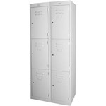 STEELCO PERSONNEL LOCKER 3 DOOR BANK OF 2 LATCHLOCK 380MM SILVER GREY