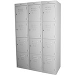 STEELCO PERSONNEL LOCKER 4 DOOR BANK OF 3 380MM SILVER GREY