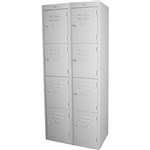 STEELCO PERSONNEL LOCKER 4 DOOR BANK OF 2 LATCHLOCK 305MM SILVER GREY