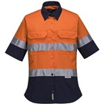 PRIME MOVER ML109 LADIES COTTON DRILL SHIRT 2TONE REFLECTIVE TAPE