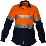 PRIME MOVER ML808 LADIES COTTON DRILL LIGHTWEIGHT SHIRT WITH TAPE 2TONE