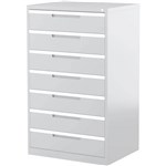 STEELCO MULTI MEDIA CABINET 7 DRAWER 1320 X 790 X 620MM SILVER GREY