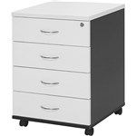 OXLEY MOBILE PEDESTAL 4 DRAWER WHITEIRONSTONE