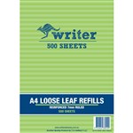WRITER LOOSE LEAF REFILL REINFORCED 7MM RULED 57GSM A4 500 SHEET