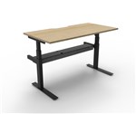 RAPIDLINE PARAMOUNT SINGLE SIDED ELECTRIC HEIGHT ADJUSTABLE WORKSTATION 1500 X 750MM NATURAL OAKBLACK FRAME