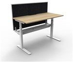 RAPIDLINE PARAMOUNT SINGLE SIDED ELECTRIC HEIGHT ADJUSTABLE WORKSTATION 1500 X 750MM NATURAL OAKWHITE FRAMEBLACK PRIVACY SCREEN