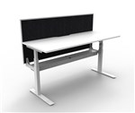 RAPIDLINE PARAMOUNT SINGLE SIDED ELECTRIC HEIGHT ADJUSTABLE WORKSTATION 1800 X 750MM NATURAL WHITEWHITE FRAMEBLACK PRIVACY SCREEN