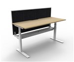 RAPIDLINE PARAMOUNT SINGLE SIDED ELECTRIC HEIGHT ADJUSTABLE WORKSTATION 1800 X 750MM NATURAL OAKWHITE FRAMEBLACK PRIVACY SCREEN