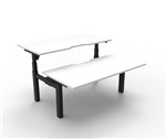 RAPIDLINE PARAMOUNT 2 PERSON BACK TO BACK ELECTRIC HEIGHT ADJUSTABLE WORKSTATION 1500 X 1530MM NATURAL WHITEBLACK FRAME