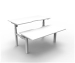 RAPIDLINE PARAMOUNT 2 PERSON BACK TO BACK ELECTRIC HEIGHT ADJUSTABLE WORKSTATION 1500 X 1530MM NATURAL WHITEWHITE FRAME