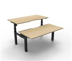 RAPIDLINE PARAMOUNT 2 PERSON BACK TO BACK ELECTRIC HEIGHT ADJUSTABLE WORKSTATION 1500 X 1530MM NATURAL OAKBLACK FRAME