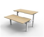 RAPIDLINE PARAMOUNT 2 PERSON BACK TO BACK ELECTRIC HEIGHT ADJUSTABLE WORKSTATION 1500 X 1530MM NATURAL OAKWHITE FRAME