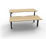 RAPIDLINE PARAMOUNT 2 PERSON BACK TO BACK ELECTRIC HEIGHT ADJUSTABLE WORKSTATION 1800 X 1530MM NATURAL OAKBLACK FRAME