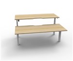 RAPIDLINE PARAMOUNT 2 PERSON BACK TO BACK ELECTRIC HEIGHT ADJUSTABLE WORKSTATION 1800 X 1530MM NATURAL OAKWHITE FRAME