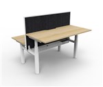 RAPIDLINE PARAMOUNT 2 PERSON BACK TO BACK ELECTRIC HEIGHT ADJUSTABLE WORKSTATION 1500 X 1530MM NATURAL OAKWHITE FRAMEBLACK PRIVACY SCREEN