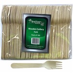 EARTH ECO WOODEN CUTLERY FORK 160MM NATURAL PACK 100