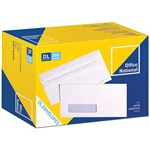 OFFICE NATIONAL DL ENVELOPES SECRETIVE WALLET WINDOWFACE SELF SEAL 80GSM 110 X 220MM WHITE BOX 500