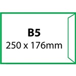 TUDOR B5 ENVELOPES POCKET PLAINFACE STRIP SEAL 100GSM 250 X 176MM WHITE BOX 250