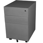 STEELCO TRIMLINE MOBILE PEDESTAL 2 DRAWER 1 FILE 615 X 300 X 500MM SILVER GREY