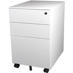 STEELCO TRIMLINE MOBILE PEDESTAL 2 DRAWER 1 FILE 615 X 300 X 500MM WHITE SATIN