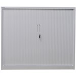 STEELCO TAMBOUR DOOR CABINET 2 SHELVES 1015 X 1200 X 463MM WHITE SATIN