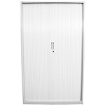 STEELCO TAMBOUR DOOR CABINET 3 SHELVES 1200 X 1200 X 463MM WHITE SATIN